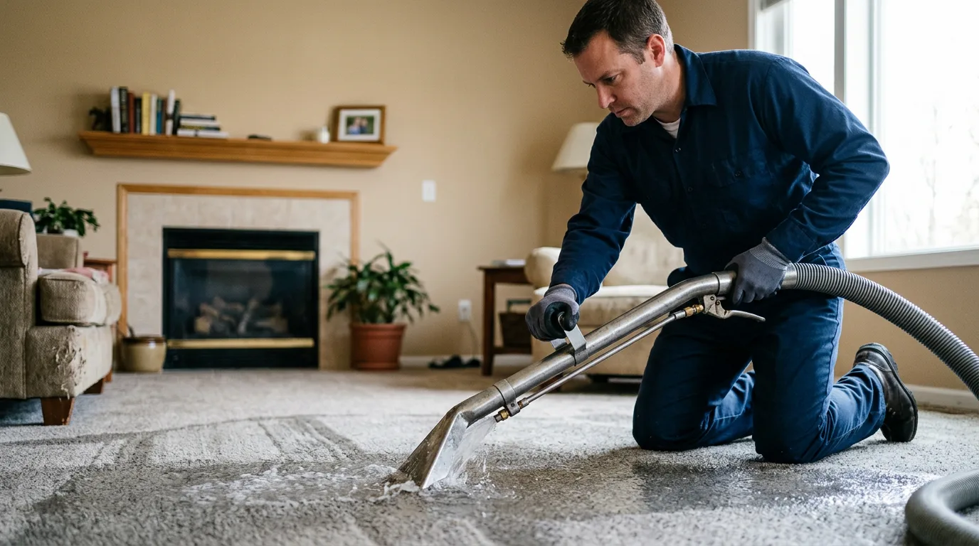 Water damage restoration technician working near Valparaiso, IN